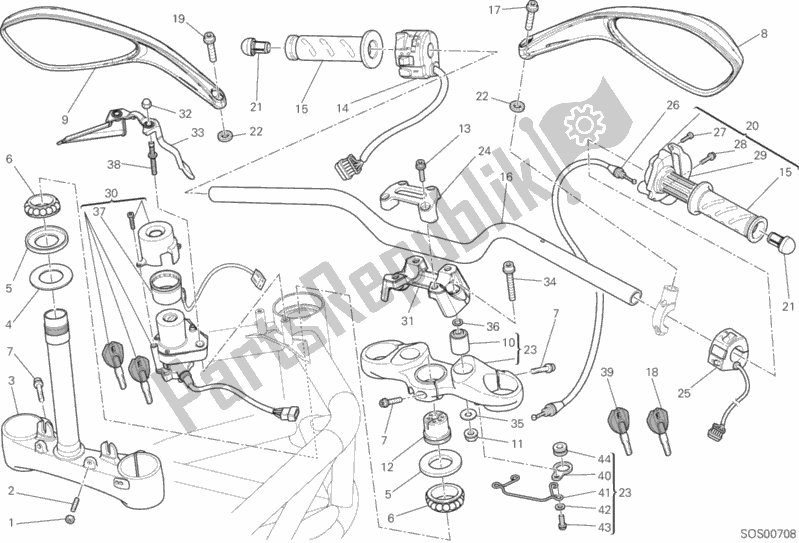 Todas as partes de Guidão do Ducati Monster 795 ABS EU Thailand 2014